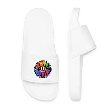Love Is Love Rainbow Statement Retro CSD - Women’s Pool Sliders - white - Front