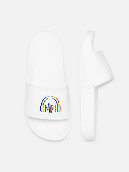 Glitch Headphones – Sound Waves - Women’s Pool Sliders - white