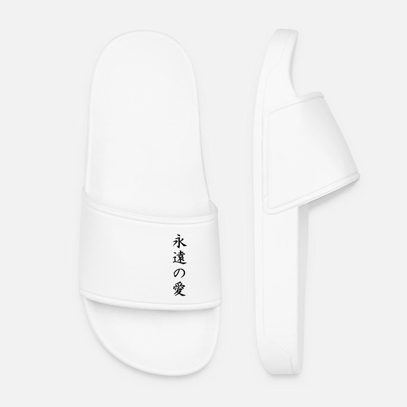 Chinese characters for immortal love - Women’s Pool Sliders - white
