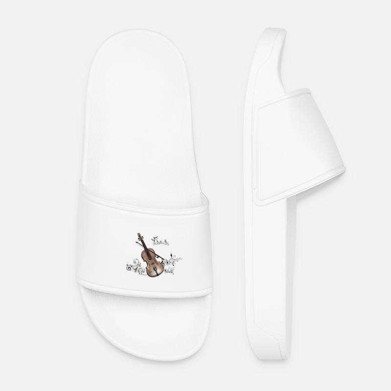 Music, violin with violin bow - Women’s Pool Sliders - white