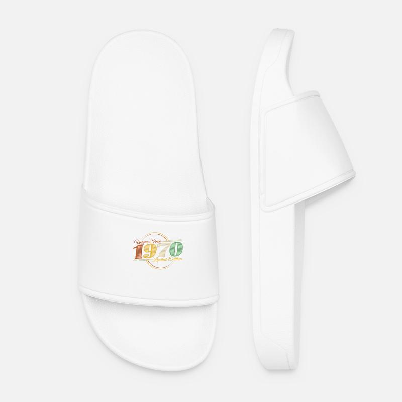 Birthday 1970 Retro Years Old - Women’s Pool Sliders - white