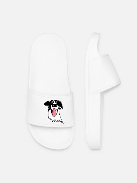 Cute Border Collie - Women’s Pool Sliders - white