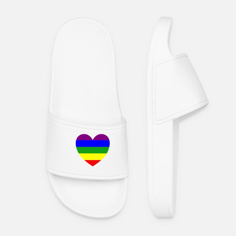 Rainbow heart mask - Women’s Pool Sliders - white