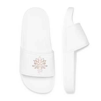 Lotus Flower rose gold Yoga - Women’s Pool Sliders - white - Front