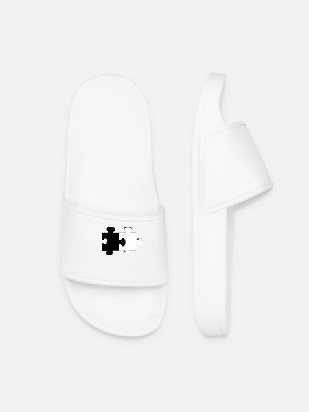 Puzzle Black And White - Women’s Pool Sliders - white