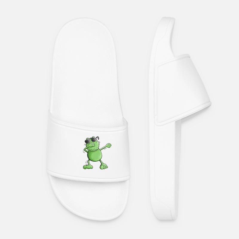 Cool frog with sunglasses Make the Dab Dance - Women’s Pool Sliders - white