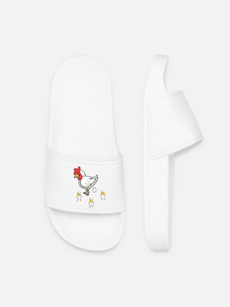 Geflügel Federvieh Huhn Henne Eier Ostern Kinder - Frauen Badelatschen - Weiß
