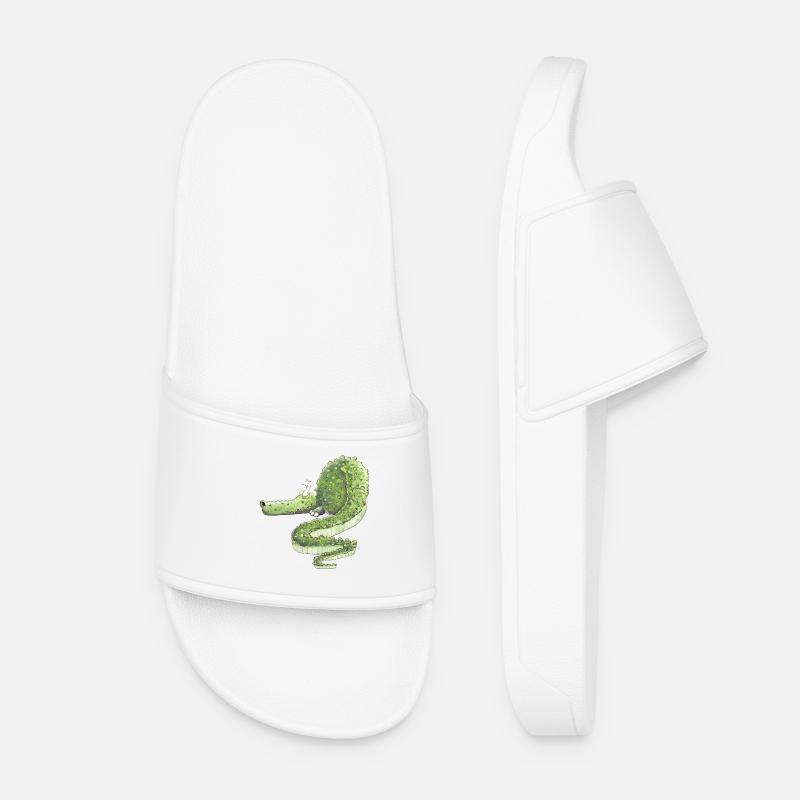Funny Crocodile I Wildlife Animals - Women’s Pool Sliders - white