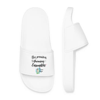 Nos 1ères vacances ensembles on t'aime papa - Claquettes Femme - blanc - Devant