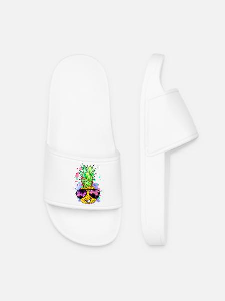 Ananas mit cooler Sonnenbrille - Frauen Badelatschen - Weiß