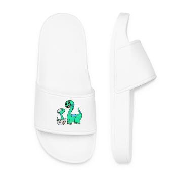 Dinosaurs with Baby Dinosaurs - Women’s Pool Sliders - white - Front