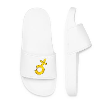 Venus symbol in the pose of the Mars symbol - Women’s Pool Sliders - white - Front