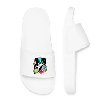 Astronaut boy in space with rockets - Women’s Pool Sliders - white - Front