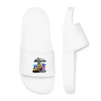 2nd birthday 2 years crane construction site excavator boy - Women’s Pool Sliders - white - Front