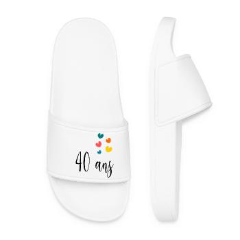40. 40 ANS. 40e ANNIVERSAIRE. ANNIVERSAIRE 40 ANS. - Claquettes Femme - blanc - Devant
