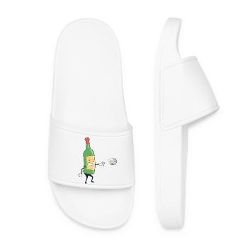 Petanque and wine Boccia balls Petanque outfit - Women’s Pool Sliders - white - Front