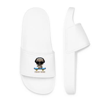 Carlin sur skateboard en train de faire du pugging - Claquettes Femme - blanc - Devant