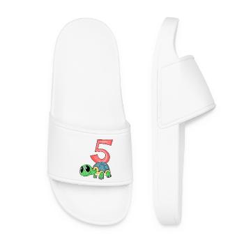 5 Birthday 5 years old with animal motif - five - Women’s Pool Sliders - white - Front