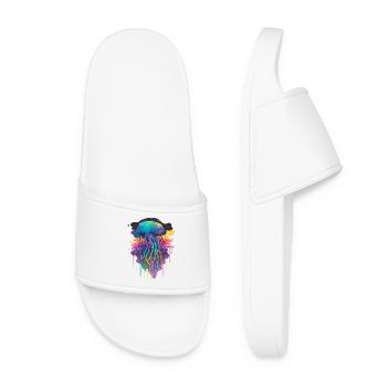 Large colorful jellyfish - Women’s Pool Sliders - white - Front