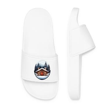 Wooden house, Christmas hut - Women’s Pool Sliders - white - Front