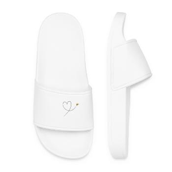 Bee flies a heart animals nature honey - Women’s Pool Sliders - white - Front