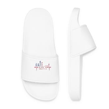 Seattle Skyline Heartbeat USA Fan Heart Pulse Love - Women’s Pool Sliders - white - Front