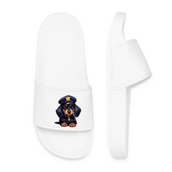 Teckel policier - Claquettes Femme - blanc - Devant