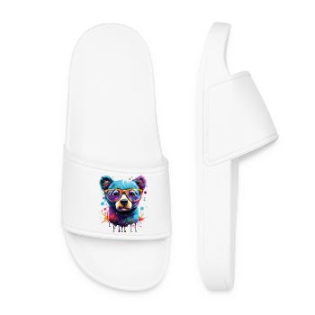 Bear Colorful - Brown Bear Teddy Bear - Grizzly - Women’s Pool Sliders - white - Front
