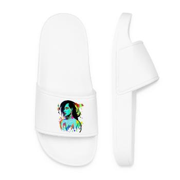 Explosion de couleurs de portrait néon - Claquettes Femme - blanc - Devant