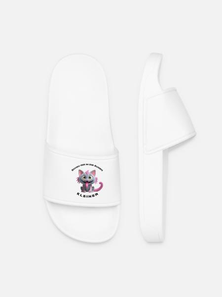 Look Into My Eyes Little Cat Monster - Women’s Pool Sliders - white