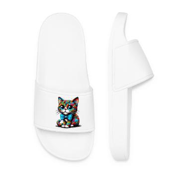 Chat avec noeud papillon - Claquettes Femme - blanc - Devant