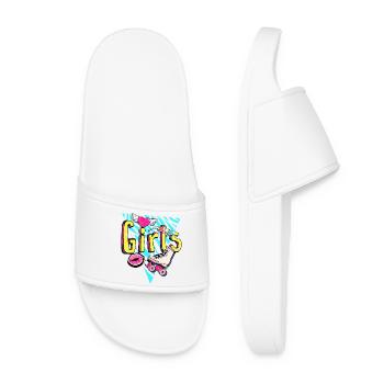Filles Retro Roller Pop Art - Claquettes Femme - blanc - Devant
