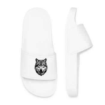 Wolf Motif Wolves Wolf Pack Gray Wolfhound Wolf - Women’s Pool Sliders - white - Front