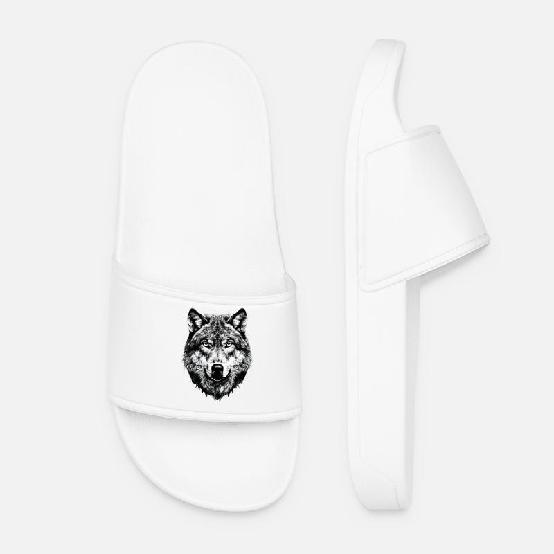 Wolf Motiv Wölfe Wolfsrudel Grauer Wolfshund Wolfs - Frauen Badelatschen - Weiß