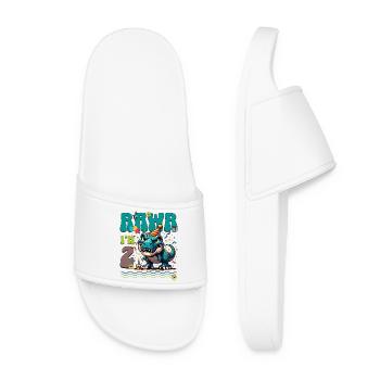 2ème anniversaire Rawr T Rex Dinosaure - Claquettes Femme - blanc - Devant