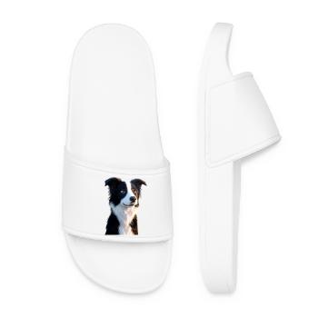 border collie chien amoureux chiot mignons collies - Claquettes Femme - blanc - Devant