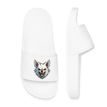 Wild angry pugnacious combative Chihuahua - Women’s Pool Sliders - white - Front