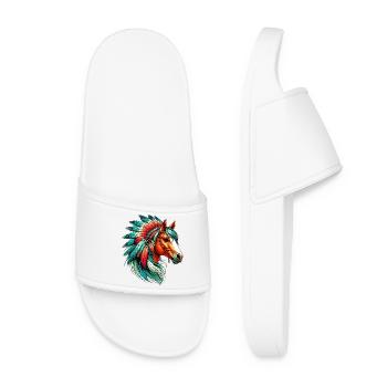 Cheval amérindien Peaux-rouges d’Amérique - Claquettes Femme - blanc - Devant