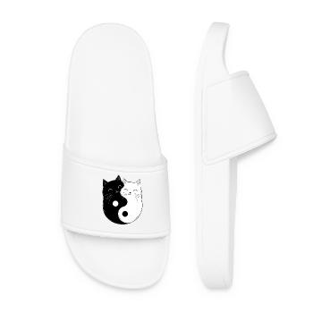 Yin und Yang Katzen Katzenhalter Buddhismus Grafik - Frauen Badelatschen - Weiß - Vorne
