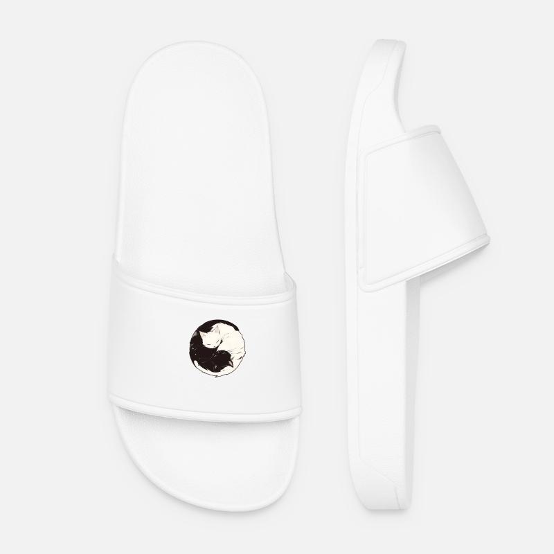 Yin et Yang bouddhisme graphique chats chat support - Claquettes Femme - blanc