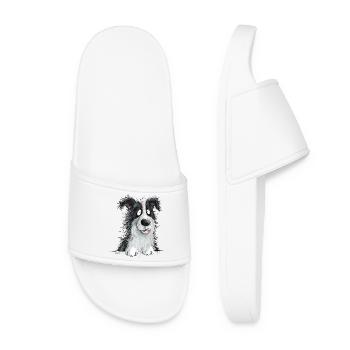 Droll Border Collie Dog Herding Dog Lover - Women’s Pool Sliders - white - Front
