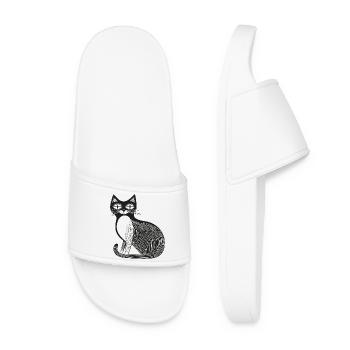 Katze - Frauen Badelatschen - Weiß - Vorne
