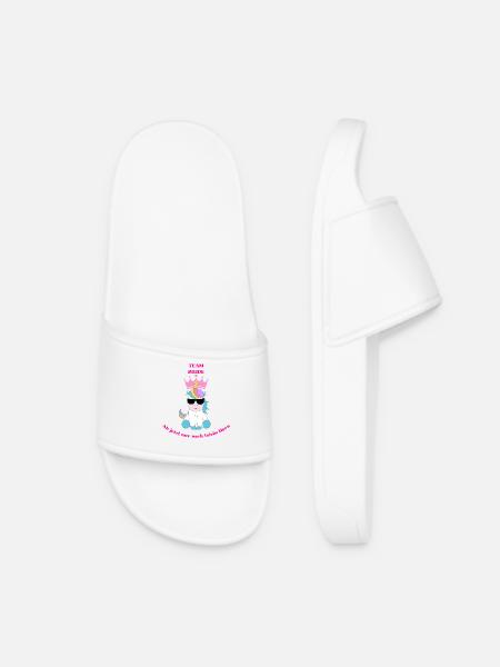 Shirt für Junggesellinnenabschied. Einhorn Logo. - Frauen Badelatschen - Weiß