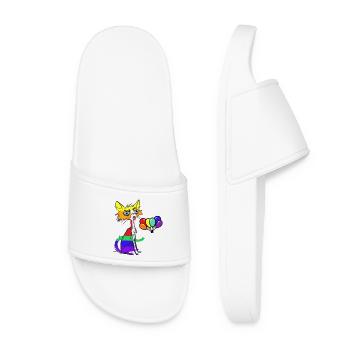 LGBT Cat Birthday Birthday Greetings Gay Pride - Women’s Pool Sliders - white - Front