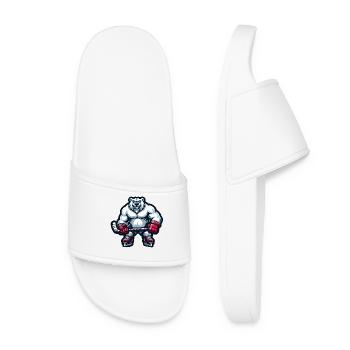 Polar Bear Hockey Player, Polar Bear Hockey Team - Women’s Pool Sliders - white - Front