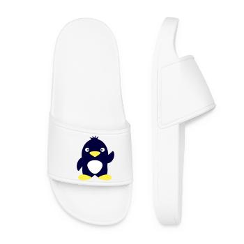 Cute Penguin Waving Antarctica South Pole Animal Bird - Women’s Pool Sliders - white - Front