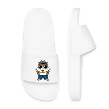 Cool Hamster Hamster Fan Sunglasses with Hat - Women’s Pool Sliders - white - Front