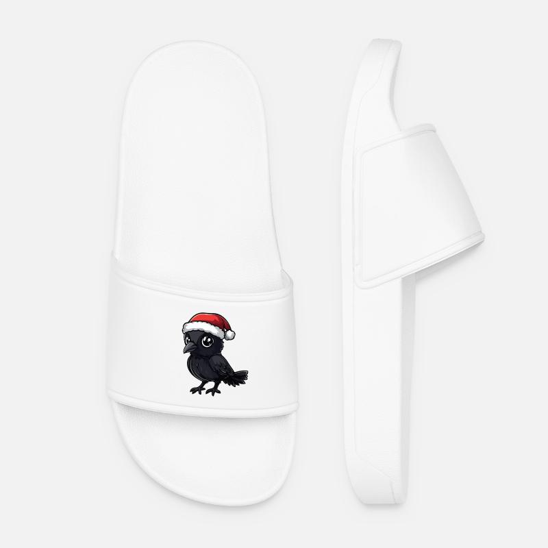 Raven Crow Christmas - Women’s Pool Sliders - white