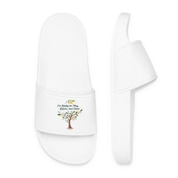 Apprendre et grandir par le jeu – conception de motifs pour enfants - Claquettes Femme - blanc - Devant