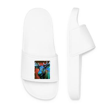 Moose Portrait - Women’s Pool Sliders - white - Front